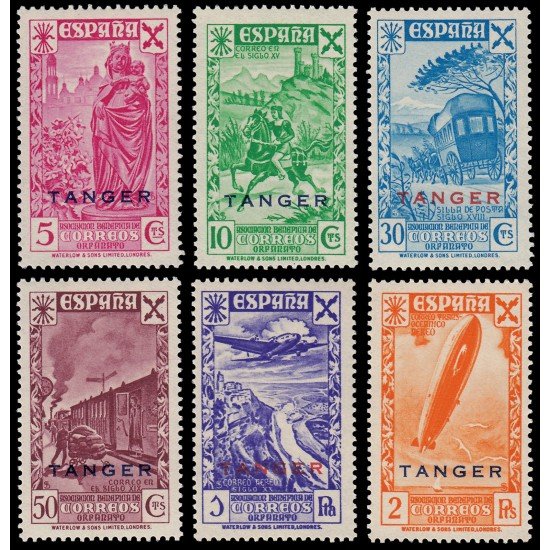 Tanger B - 17/22 1941 Beneficencia Historia correo Caballo avión MNH