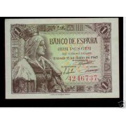 España Billete 1 Pta 15 06 1945  Isabel La Católica Sin Circular