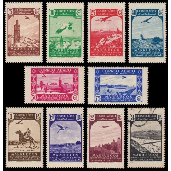 Marruecos Morocco 186/95 1938 Paisajes avión Valor 195 Usado MNH