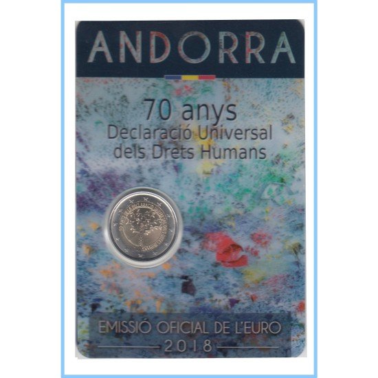 Andorra 2018 Cartera Oficial Coin Card Moneda 2 € conm Derechos Humanos