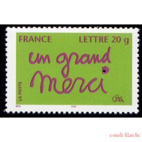 France Francia Autoadhesivos 205  2008 Sello con mensaje Muchas gracias Procede del nº 3761 (2005) Lujo