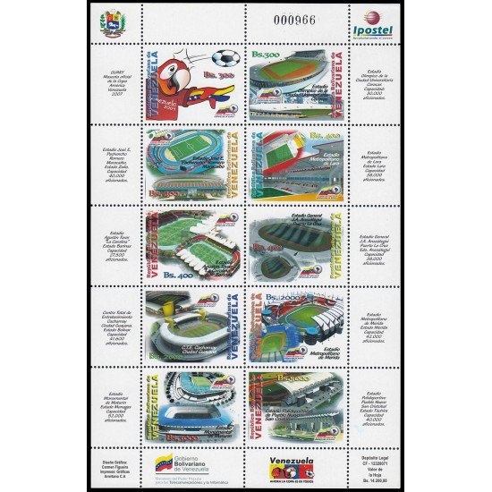 Venezuela 2639/48 2007 Estadios de Fútbol MNH