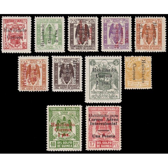 Guinea Española 259A/L 1939-1941 Escudo Shield Falta valor 259J MNH