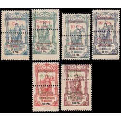 Marruecos Morocco 68/73 1920 Alegoría Pólizas perforadas por el centro MNH Marruecos Morocco 68/73 1920 Alegoría Pólizas perforadas por el centro MNH