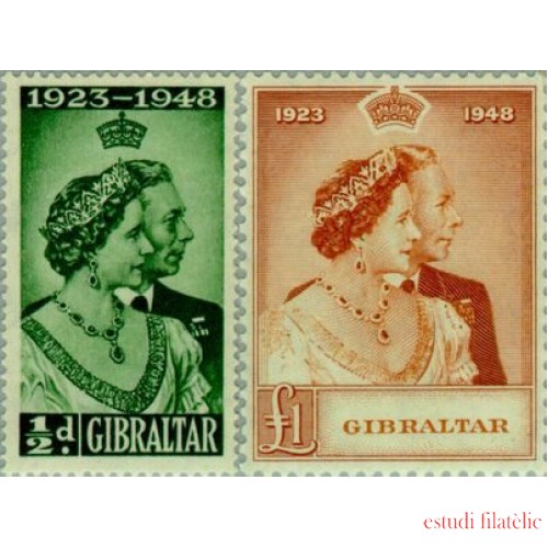 Gibraltar - 119/20 - 1946 Bodas de plata de los soberanos británicos Lujo