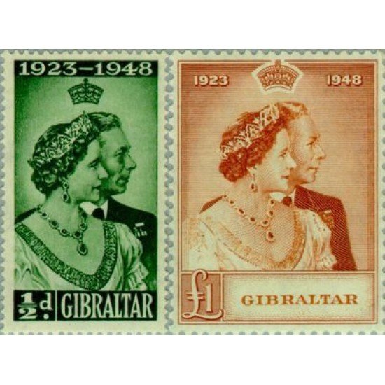 Gibraltar - 119/20 - 1948 Bodas de plata de los soberanos británicos Lujo