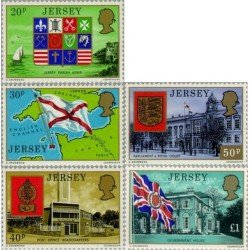 BA2/S Jersey Nº 142/46 1976 Motivos diversos-escudos, parlamento mapas de Jersey..-Lujo BA2/S Jersey Nº 142/46 1976 Motivos diversos-escudos, parlamento mapas de Jersey..-Lujo