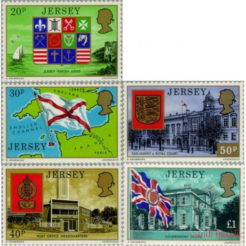 BA2/S Jersey  Nº 142/46  1976 Motivos diversos-escudos, parlamento mapas de Jersey..-Lujo