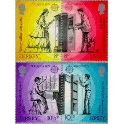 VAR1/S Jersey Nº 188/91 1979 Europa-historia postal y de telégrafos-Lujo VAR1/S Jersey Nº 188/91 1979 Europa-historia postal y de telégrafos-Lujo