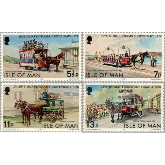 Isla de Man 71/74   1976  Centenario de los tranvías a caballo  Lujo