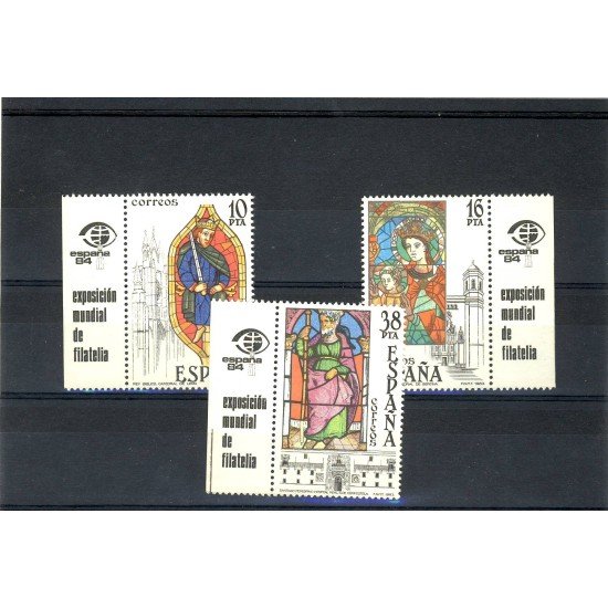 España Spain 2721/23v Vidrieras con viñeta MNH España Spain 2721/23v Vidrieras con viñeta MNH
