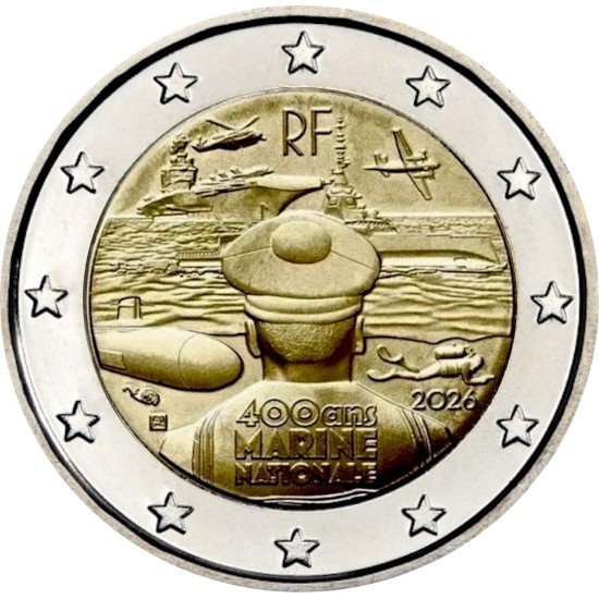 Francia 2026 2 € euros conmemorativos Marina Nacional francesa Francia 2026 2 € euros conmemorativos Marina Nacional francesa