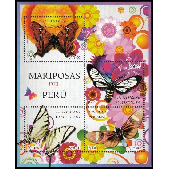 Perú 2033/36 2013 Fauna Mariposas MNH