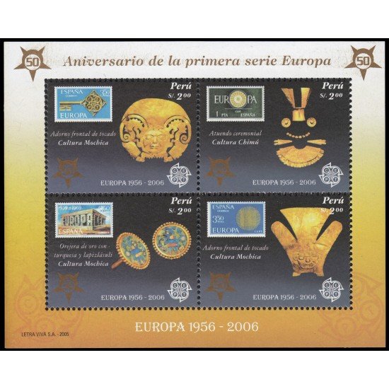 Perú HB-30 2005 Cincuentenario de la primera emisión de sellos postales Europa MNH MNH Perú HB-30 2005 Cincuentenario de la primera emisión de sellos postales Europa MNH MNH