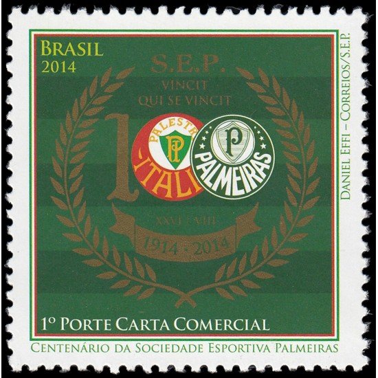 Brasil Brazil 3353 2014 Deportes Centenario del club de fútbol Palmeiras MNH Brasil Brazil 3353 2014 Deportes Centenario del club de fútbol Palmeiras MNH