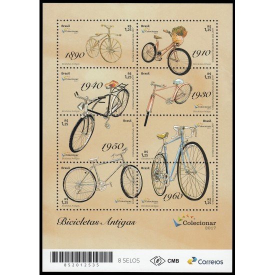 Brasil Brazil 3650/57 2017 Transporte Bicicletas antiguas MNH