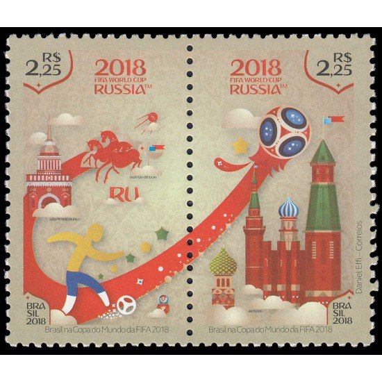 Brasil Brazil 3680/81 2018 Deportes Copa del mundo de fútbol 2018 en Rúsia MNH