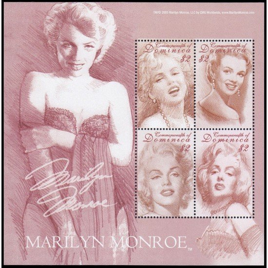 Dominica 3084/87 2004 Cine Actriz Marilyn Monroe MNH