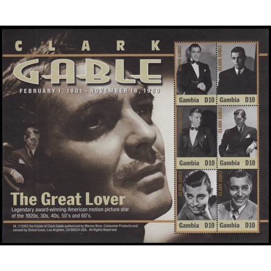 Gambia 3889/94 2002 Cine Actor Clark Gable MNH Gambia 3889/94 2002 Cine Actor Clark Gable MNH