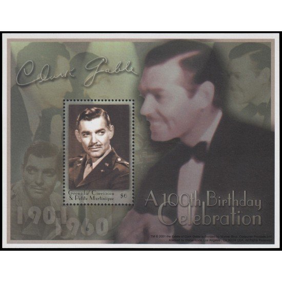 Grenadines  HB 504 2001 Cine Centenario del nacimiento del actor Clark Gable MNH