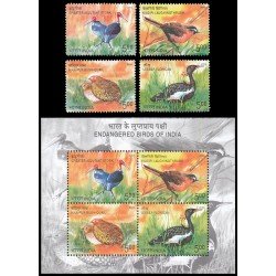 India 1923/26 + HB 36 2006 Fauna en vías de desaparición en India Pájaros MNH India 1923/26 + HB 36 2006 Fauna en vías de desaparición en India Pájaros MNH