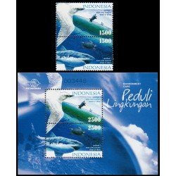Indonesia 2101/02 + HB 193 2004 Día mundial del medio ambiente marino Fauna marina MNH Indonesia 2101/02 + HB 193 2004 Día mundial del medio ambiente marino Fauna marina MNH