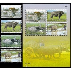 Tailandia Thailand 2266/69 + HB 201 2005 Fauna Búfalos MNH