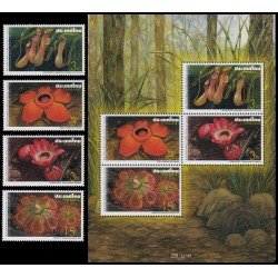 Tailandia Thailand 2329/32 + HB 211 2006 Plantas carnívoras MNH