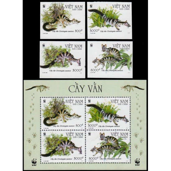 Vietnam 2168/71 2005 Fauna Protección de la naturaleza Civeta MNH