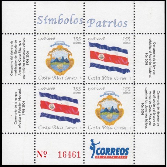 Costa Rica 806/07 2006 Símbolos nacionales Hoja con 2 series MNH