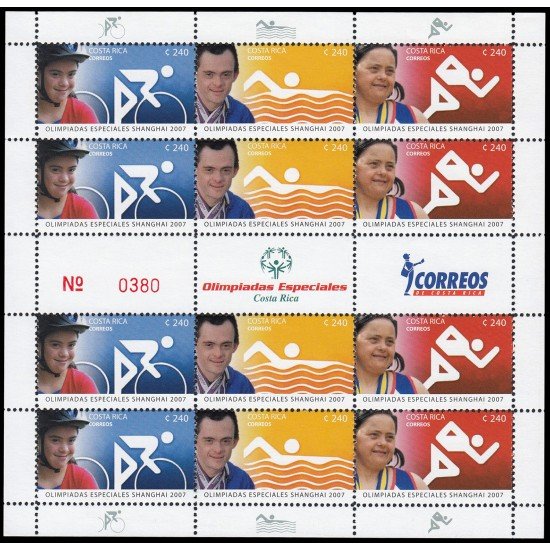 Costa Rica 841/43 2007 Juegos Olimpicos especiales en Shangai Hoja con 4 series MNH