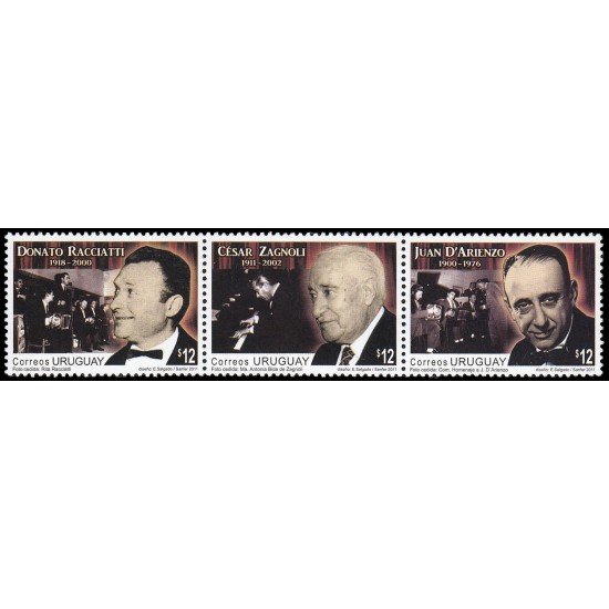 Uruguay 2528/30 2011 Personalidades Músicos de tango MNH
