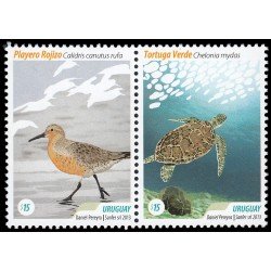 Uruguay 2660/61 2013 Fauna Correlimos de Maubeche Tortuga verde MNH