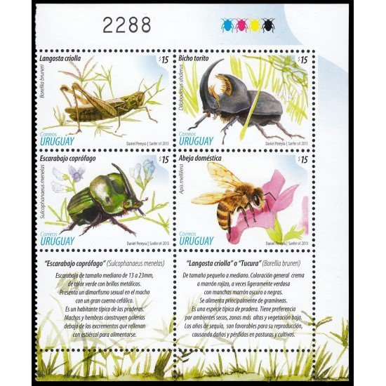 Uruguay 2635/38 2013 Fauna Insectos MNH