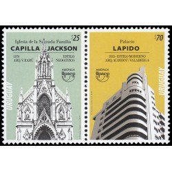 Uruguay 2992/93 2020 Serie América UPAEP Arquitectura Capilla Jackson Palacio Lapido MNH Uruguay 2992/93 2020 Serie América UPAEP Arquitectura Capilla Jackson Palacio Lapido MNH