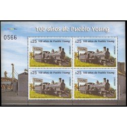Uruguay 2990 2020 100 años de Pueblo Young Locomotora a vapor Hoja con 4 valores MNH Uruguay 2990 2020 100 años de Pueblo Young Locomotora a vapor Hoja con 4 valores MNH