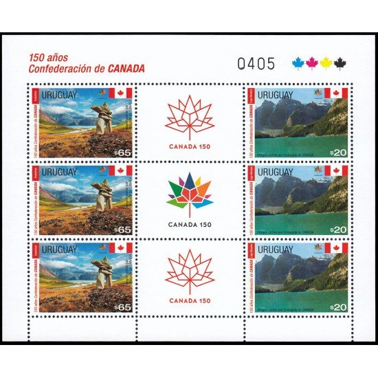 Uruguay 2848/49 2017 150 aniv. de la Confederación de Canadá Hoja con 3 series MNH