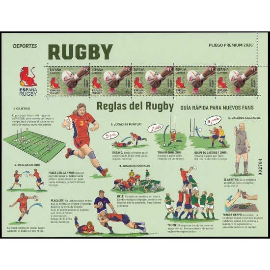 España Pliego Premium 179 2026 Deportes Rugby MNH