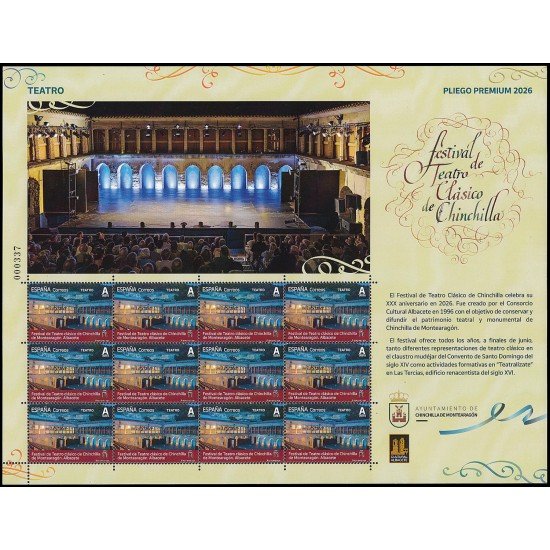 España Pliego Premium 182 2026 Festival de teatro clásico de Chichilla MNH