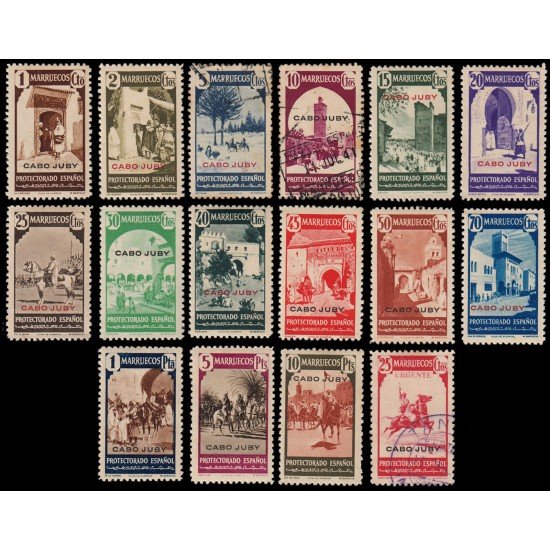 Cabo Juby 116/32 1940 Sellos de Marruecos habilitados Falta valor 129 MH y Usados