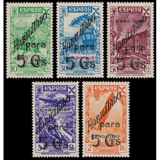 Cabo Juby Beneficencia 7/11 1941 Sellos anteriores con nuevo valor en habilitación MNH