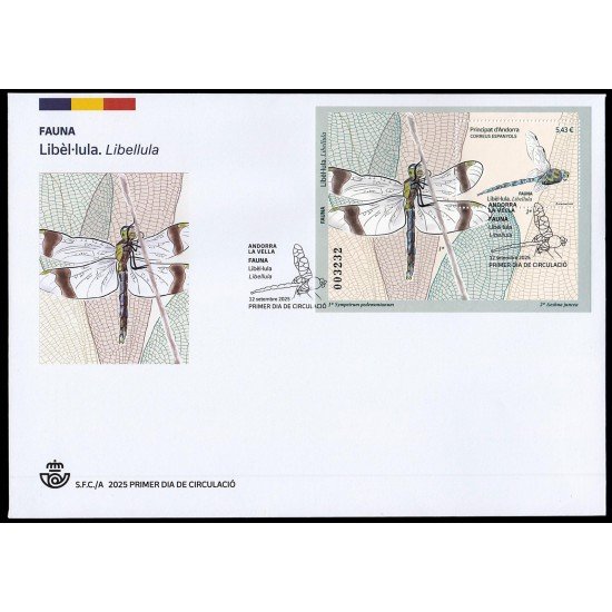 Andorra Española 576 2025 Fauna Libèl·lula SPD Sobre Primer Día