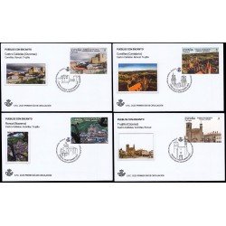España Spain 5862/65 2025 Pueblos con encanto Castro Caldelas, Comillas, Roncal y Trujillo SPD Sobre Primer Día Tarifa A España Spain 5862/65 2025 Pueblos con encanto Castro Caldelas, Comillas, Roncal y Trujillo SPD Sobre Primer Día Tarifa A