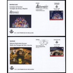 España Spain 5872/73 2025 Navidad Belenes regionales Belén de Cangas de Onís Ciudades de Navidad Torrejón de Ardoz SPD Sobre Primer Día Tarifa A Tarifa B España Spain 5872/73 2025 Navidad Belenes regionales Belén de Cangas de Onís Ciudades de Navidad Torrejón de Ardoz SPD Sobre Primer Día Tarifa A Tarifa B