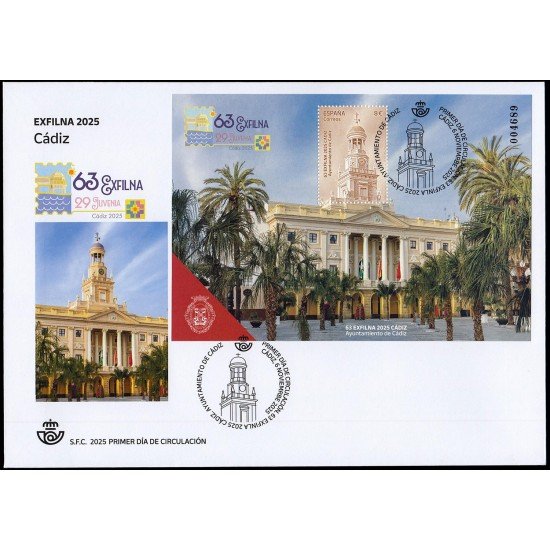 España Spain 5884 2025 Exfilna 2025 Cádiz SPD Sobre Primer Día