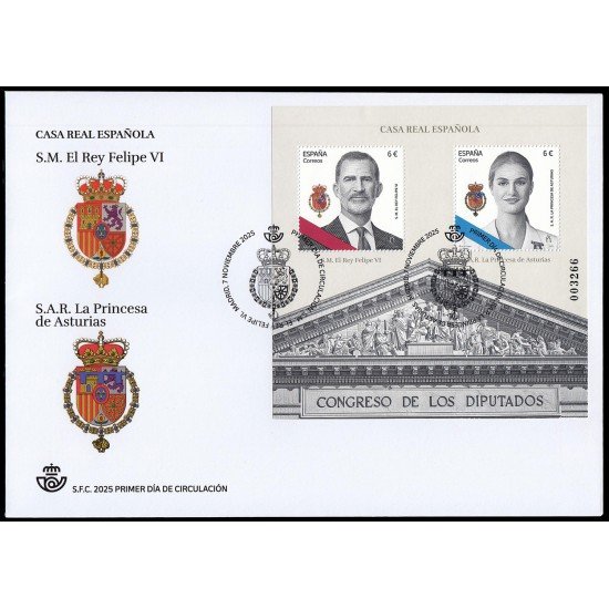 España Spain 5886 2025 Casa Real Española S.M el Rey Felipe VI S.A.R. la Princesa de Asturias SPD Sobre Primer Día