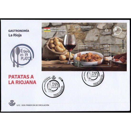 España Spain 5890 2026 Gastronomía La Rioja Patatas a la riojana SPD Sobre Primer Día