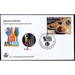 España Spain 5895 2026 Jerez de la Frontera Capital española de la gastronomía 2026 SPD Sobre Primer Día España Spain 5895 2026 Jerez de la Frontera Capital española de la gastronomía 2026 SPD Sobre Primer Día