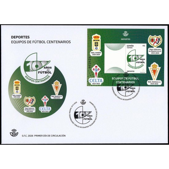 España Spain 5912 2026 Deportes Equipos de fúltbol centenarios SPD Sobre Primer Día