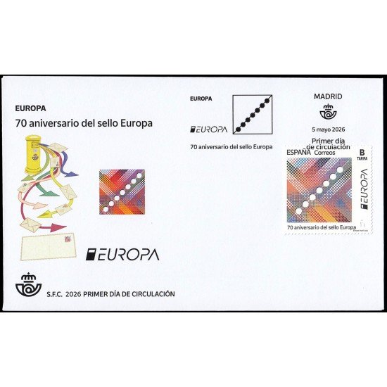 España Spain 5909 2026 Europa 70 aniv. del sello EUROPA SPD Sobre Primer Día Tarifa B
